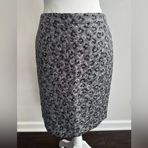 LOFT Gray Animal Print Pencil Skirt